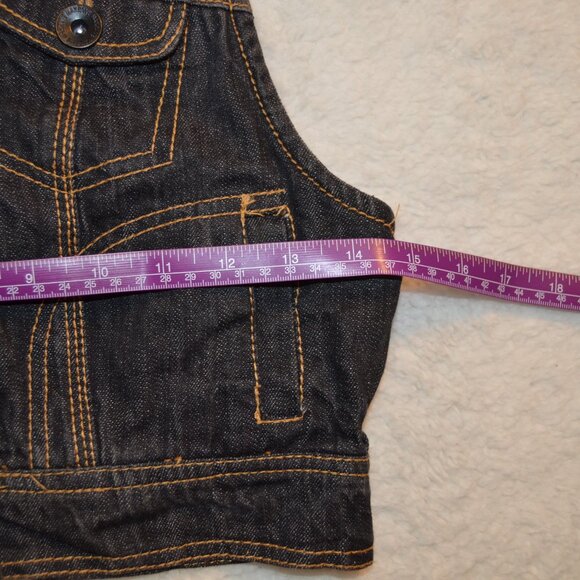 Max Rave dark denim crop vest with 4 pockets, shirt collar and racerback size S - Picture 7 of 13